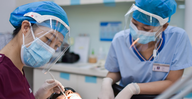 Patient having a dental procedure