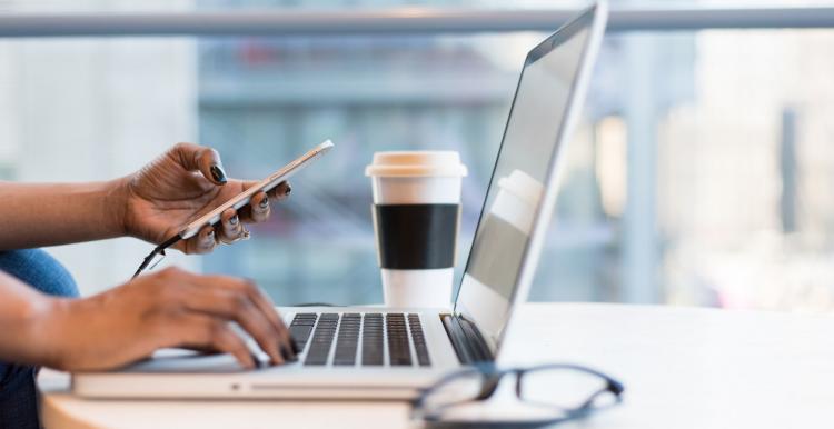 Woman using a laptop 